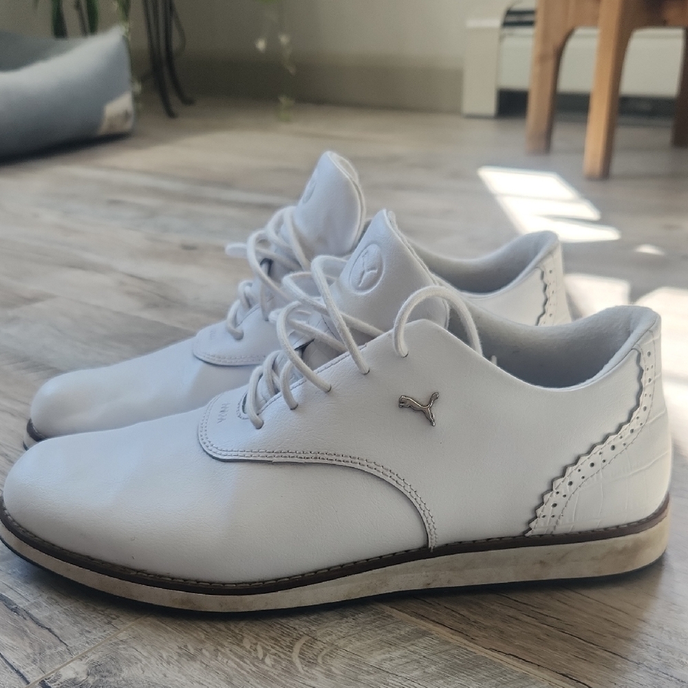 Puma Classic White Leather Golf Shoes